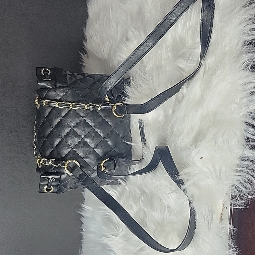 BADGLEY MISCHKA Mini Quilted Black Vegan Leather Backpack NWT - Picture 6 of 10